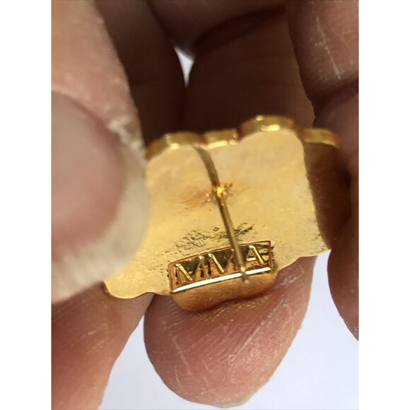 Vintage Signed MMA Earrings Enamel Floral Design - Picture 3 of 8